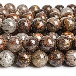 1 Strand Natural Brown Gold Leaf Jasper Beads Strands Gemstone Round Loose Beads For Jewelry Making Gifts /6/8/10