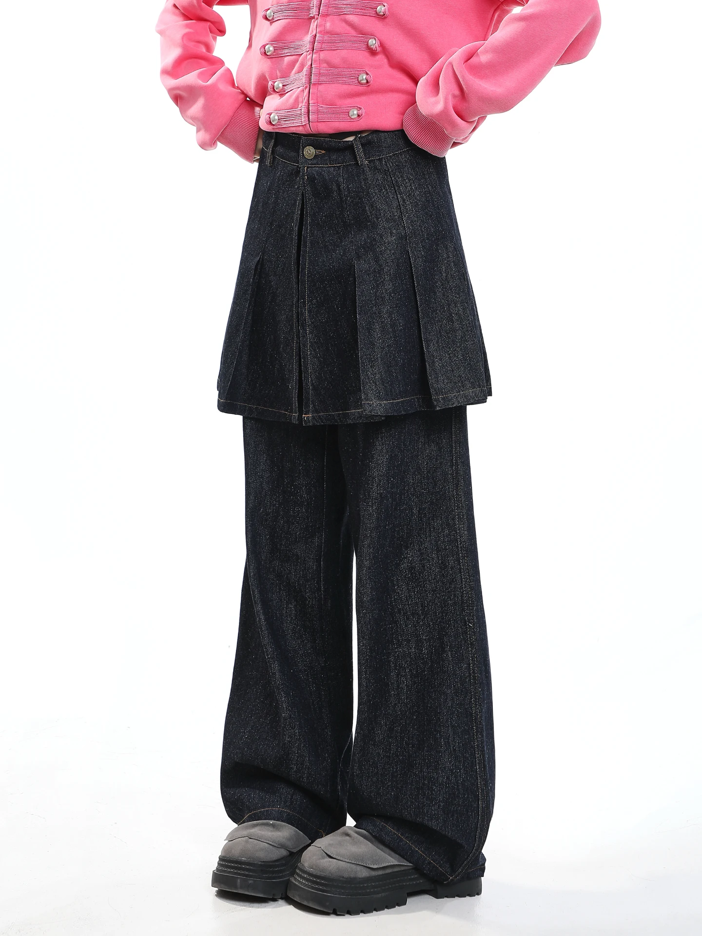 Retro Korean Style Loose Casual High Waist Wide Leg Jeans Women's Autumn Long Pants Faded Design Comfortable Loose Fit Denim