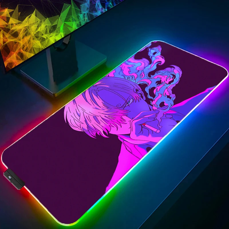 

RGB LED Mouse Pad Office Desk Mat Computer Game Mousepad Rubber One Piece Sanji Keyboard Pad PC Accessories Mouse Mat Tablet Pad