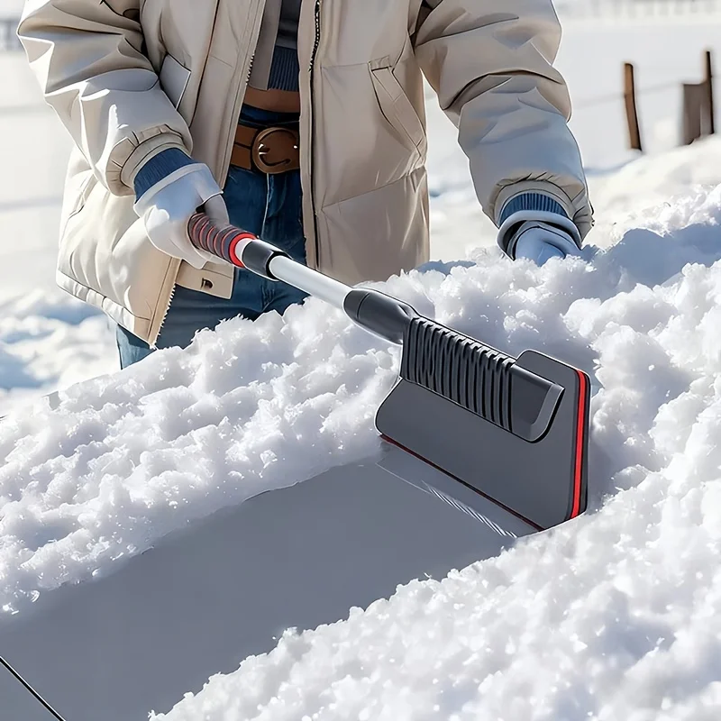 Retractable Car Snow Shovel and Ice Scraper, Dual-Purpose Winter Snow Brush and Ice Scraper, Detachable Design Storage Space