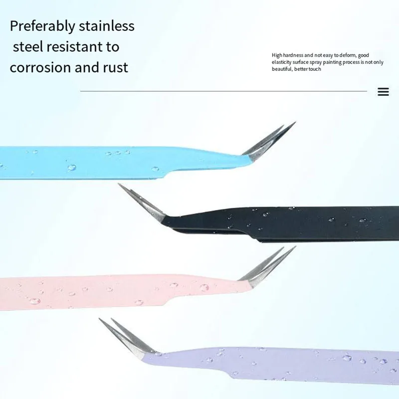 Macarons-Pincettes à cils en acier inoxydable, livre à main, pince à épiler, épais, coude, ongles, outils à main pour filet
