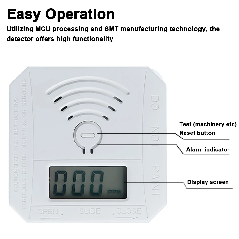 CO997 Electrochemical Sensor Carbon Monoxide Gases Leakage Detector Unit 3-digit LCD Sound and Light Alarm LED Indicator Lights