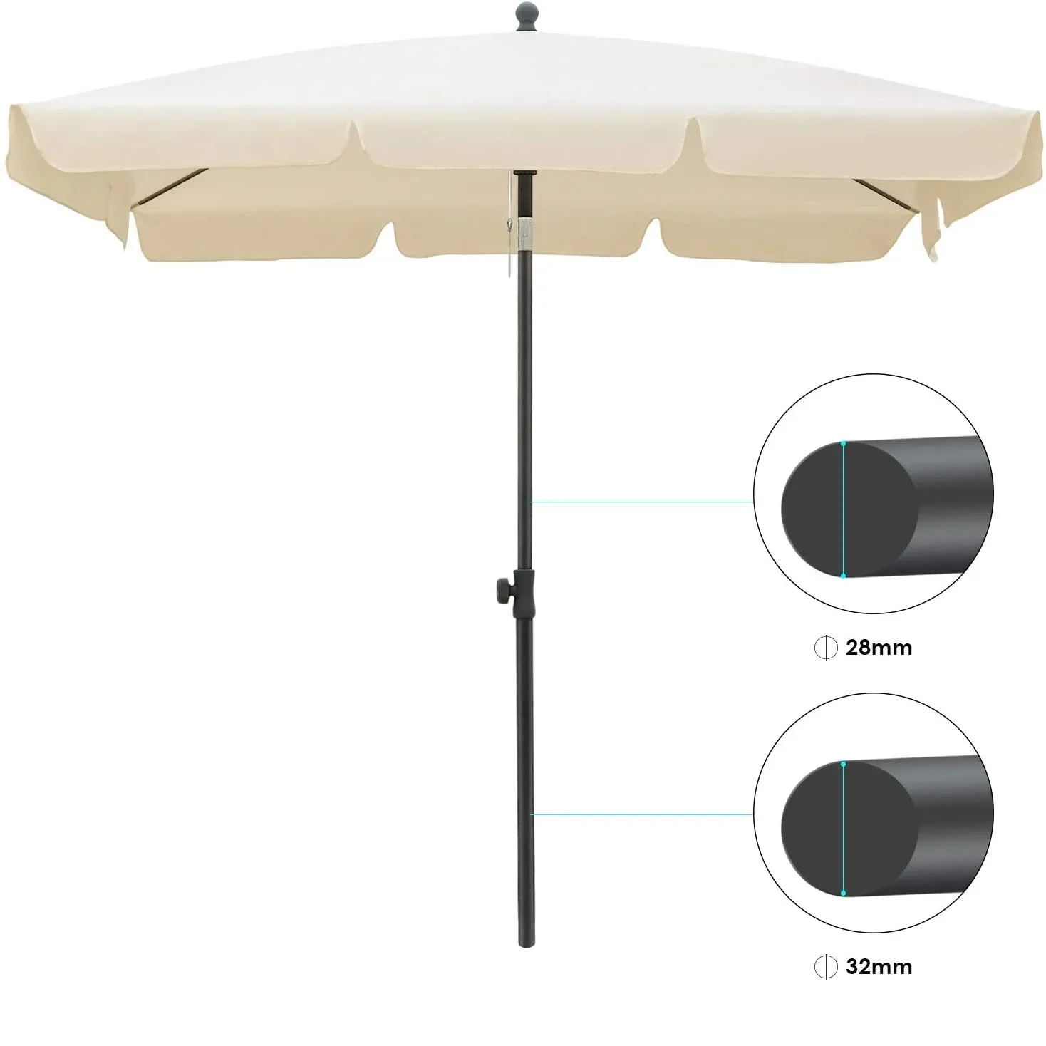 Rectangular Parasol Canopy Sun Umbrella Keep Cool UV Protection Foldable for Patio Household Market Outdoor Umbrella Rainproof