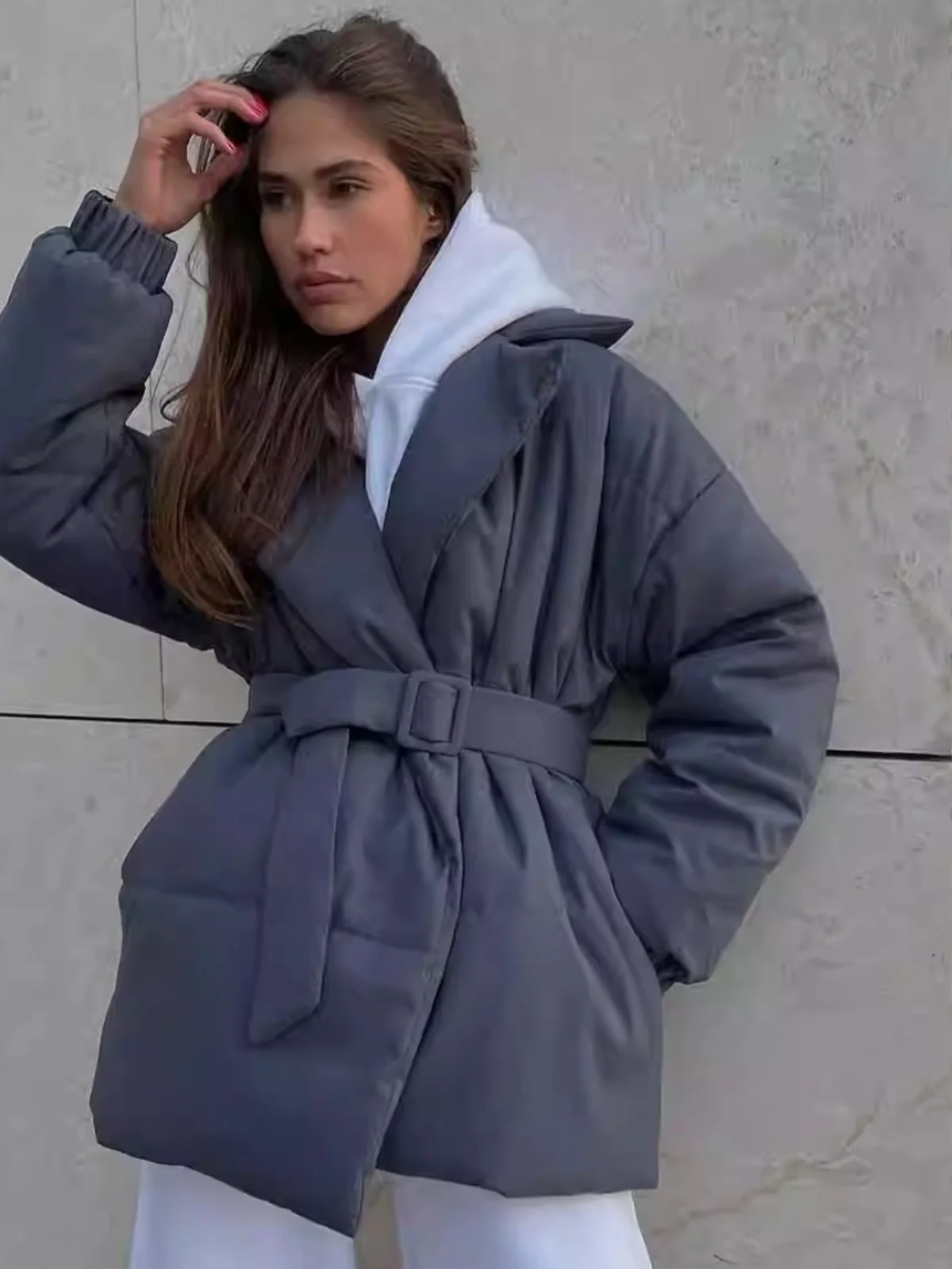 

Женское хлопковое пальто Jaet 2024, Street Sle V-Ne Long Sve, хлопковое пальто обычного кроя, уличная одежда, прямая трубка, зимняя верхняя одежда...