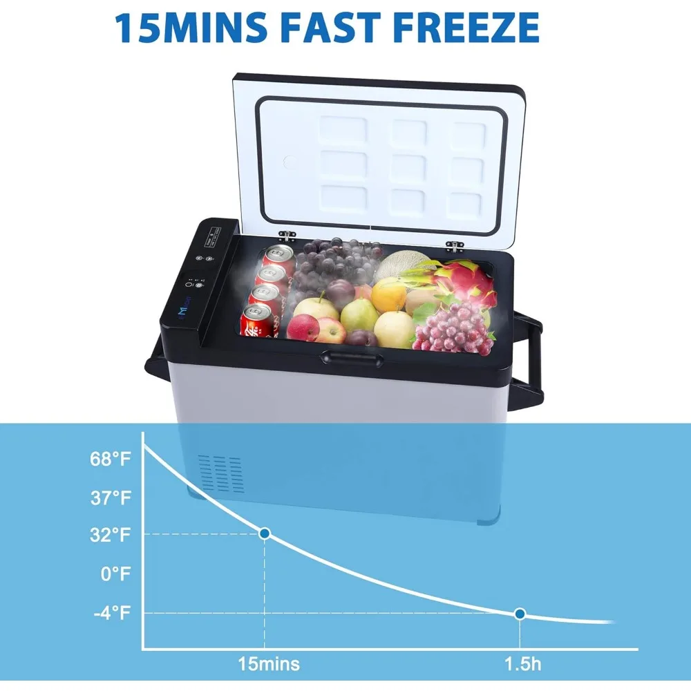 ثلاجة سيارة محمولة بسعة 52 لتر، 12 فولت/24 فولت تيار مستمر، مناسبة لـ -7.6 ° F إلى 68 ° F، مثالي للمركبات الترفيهية والسفر والقوارب والتخييم #5