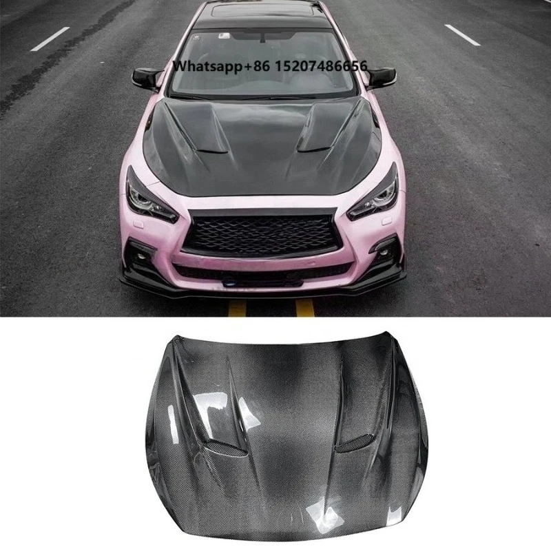 Carbon Fiber Front Hood Q50 Front Engine Hood Bonnet Air Vent Cover Car Bodykit