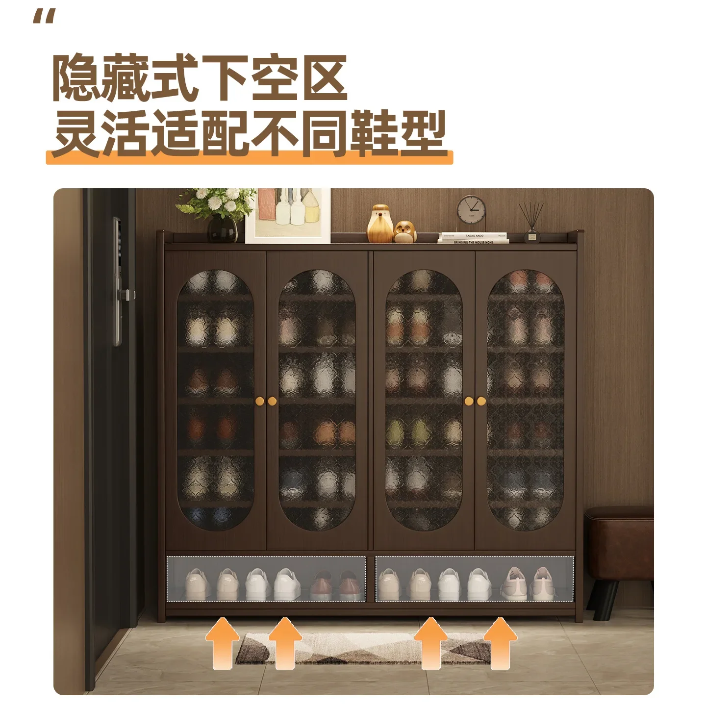 HYS shoe cabinet entrance door dust rack multi-layer shoe rack household living room locker simple storage and finishing