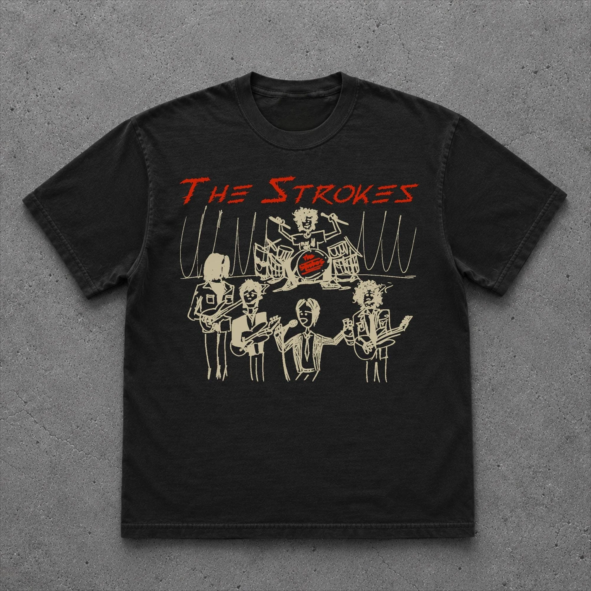 The Strokes Vintage Unisex T-Shirt, Indie Rock Band Tee, Retro Sketch Graphic Tshirt, Aesthetic Concert Music Merch