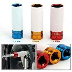 17/19/21mm Hex Sockets Colorful Sleeve Tire Protection Sleeve Deep Impact Nut Socket Alloy Wheel Wrenches Hand Tools