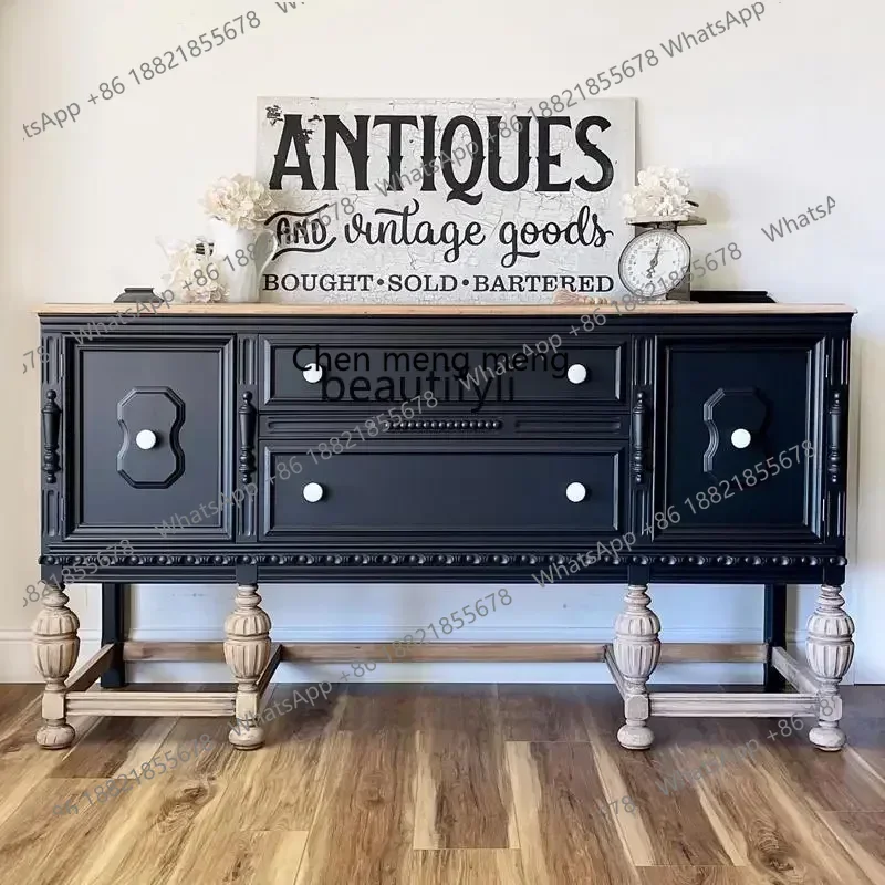 

X 0R Retro French solid wood carving flower foyer cabinet American high-end decorative cabinet dining side cabinet R