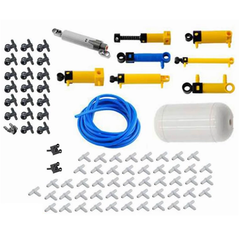 

83pcs MOC Technical Hose Air Pump Tank Push Rod Putter Switch Piston With legoeds Pneumatic Parts 42043 47225 61904 9641