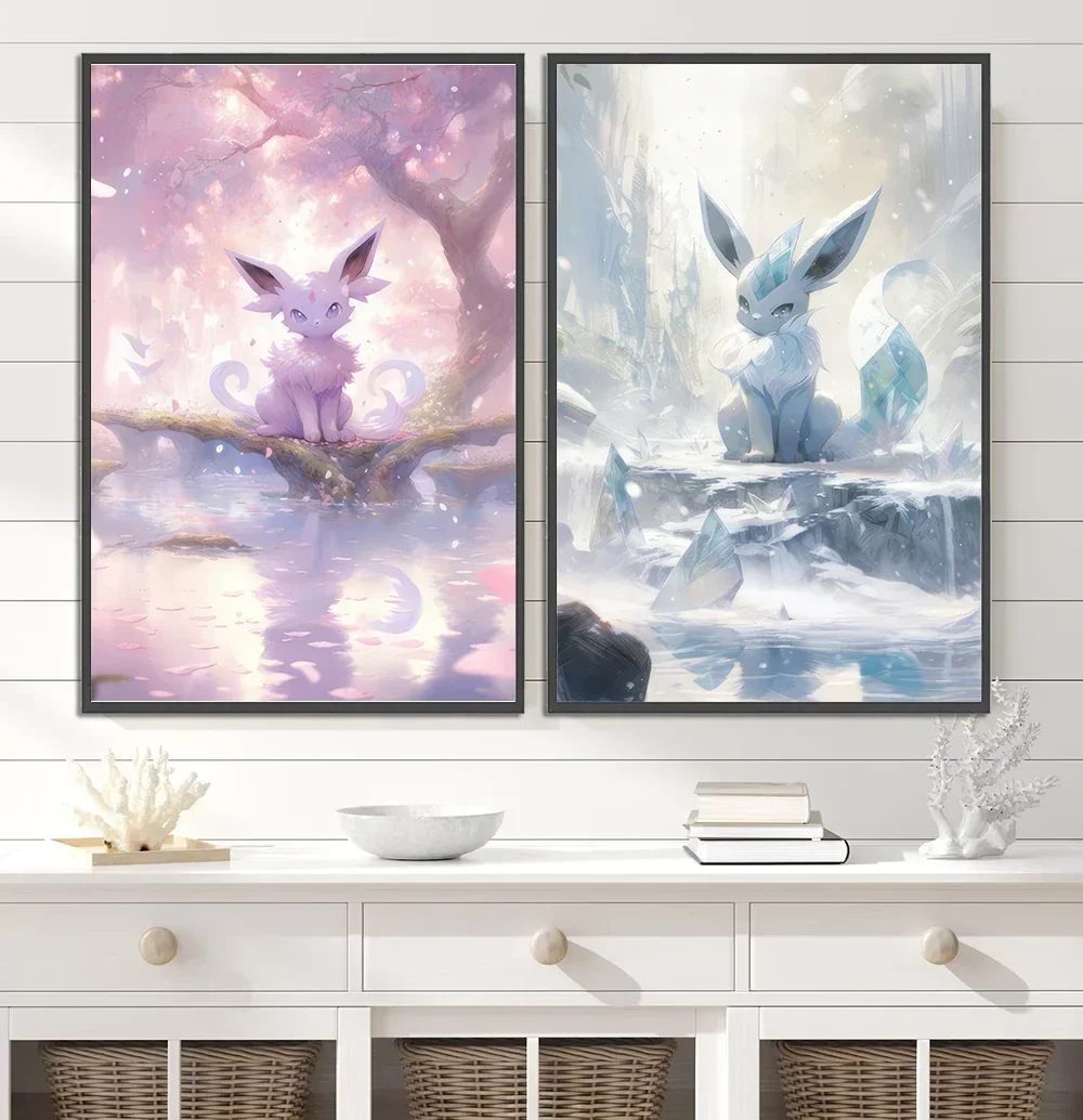 Póster autoadhesivo de Pokémon, decoración moderna de habitación, papel tapiz de Anime japonés, Pikachu, Eevee, periférico, Charizard, regalo para