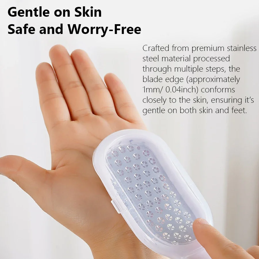 Stainless Steel Foot File - Callus Removal Dead Skin Scraper with Storage Cover Easy-Clean Home Pedicure Tool for Heels