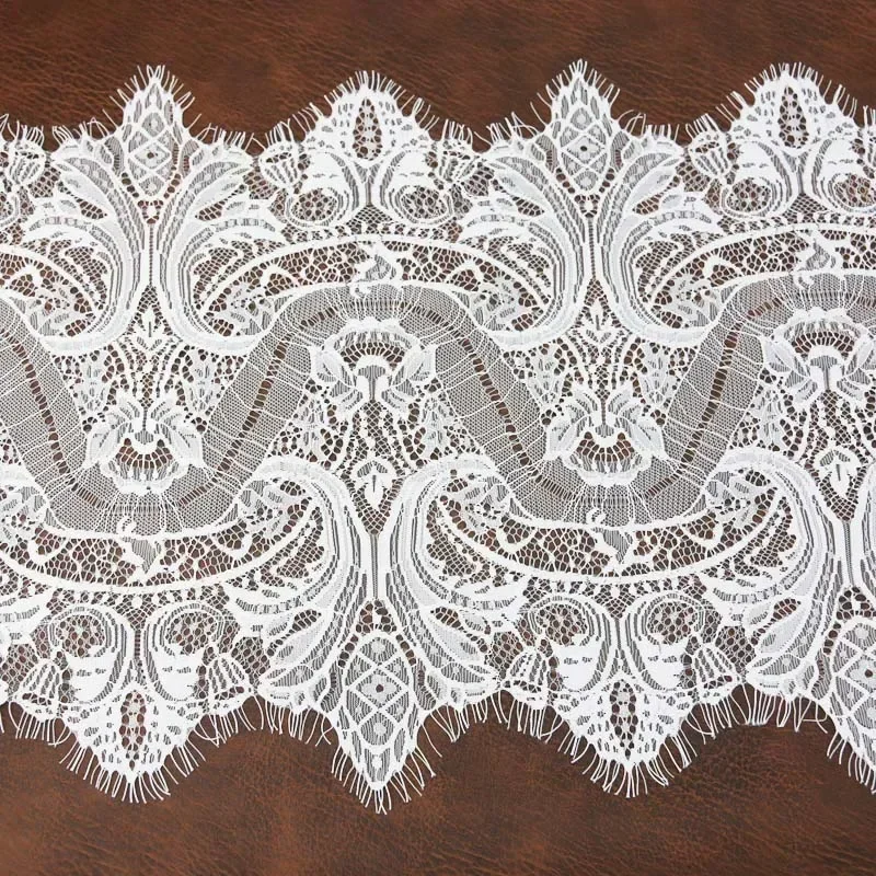 (3 meters/lot) 30cm White Black eyelash lace fabric Voile Lace Trim Embroidered Wedding Dress Fabric