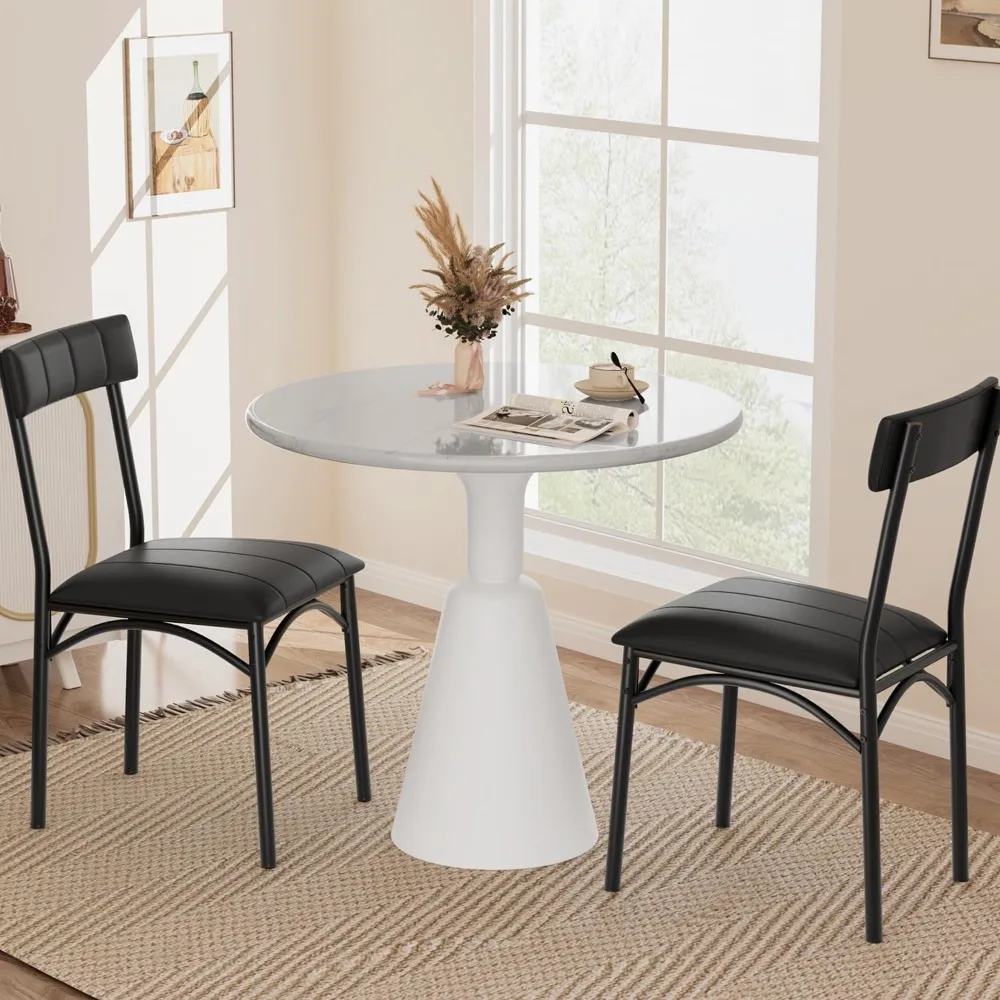 

Набор мягких обеденных стульев из 2 шт., кухонные стулья из искусственной кожи для дома и квартиры