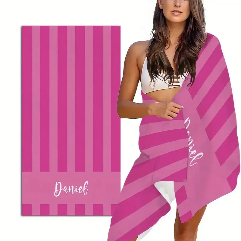 

Customized Name For Foreign Trade Stripes Looped Digital Printed Beach Towel Adult Swimming Bath Towel Quick Drying Party Favor