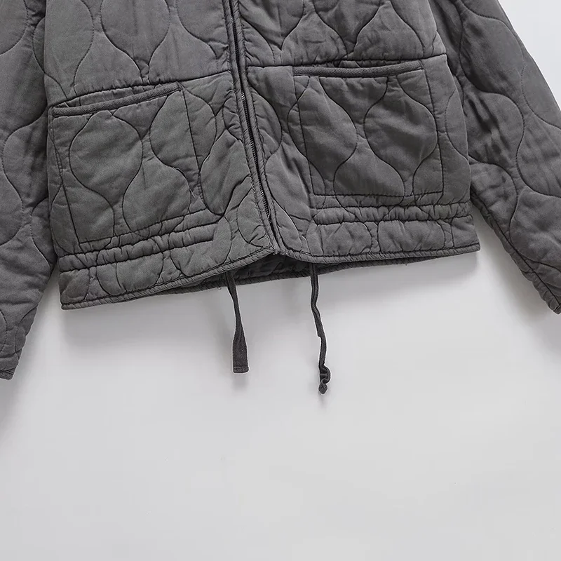 Chaqueta de manga larga para mujer, abrigo gris liso con bolsillos, informal, holgado, para invierno, 2024