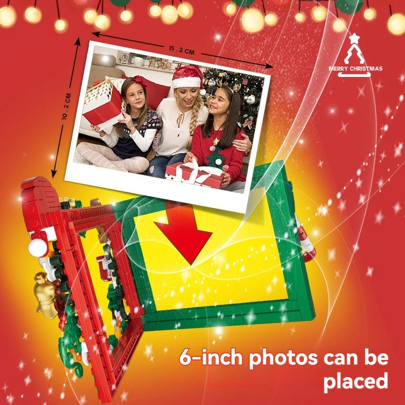 Kerst fotolijst slee trein kerstboom bouwsteen speelgoed fotolijst bouwsteen ornament bouwsteen speelgoed kan ho