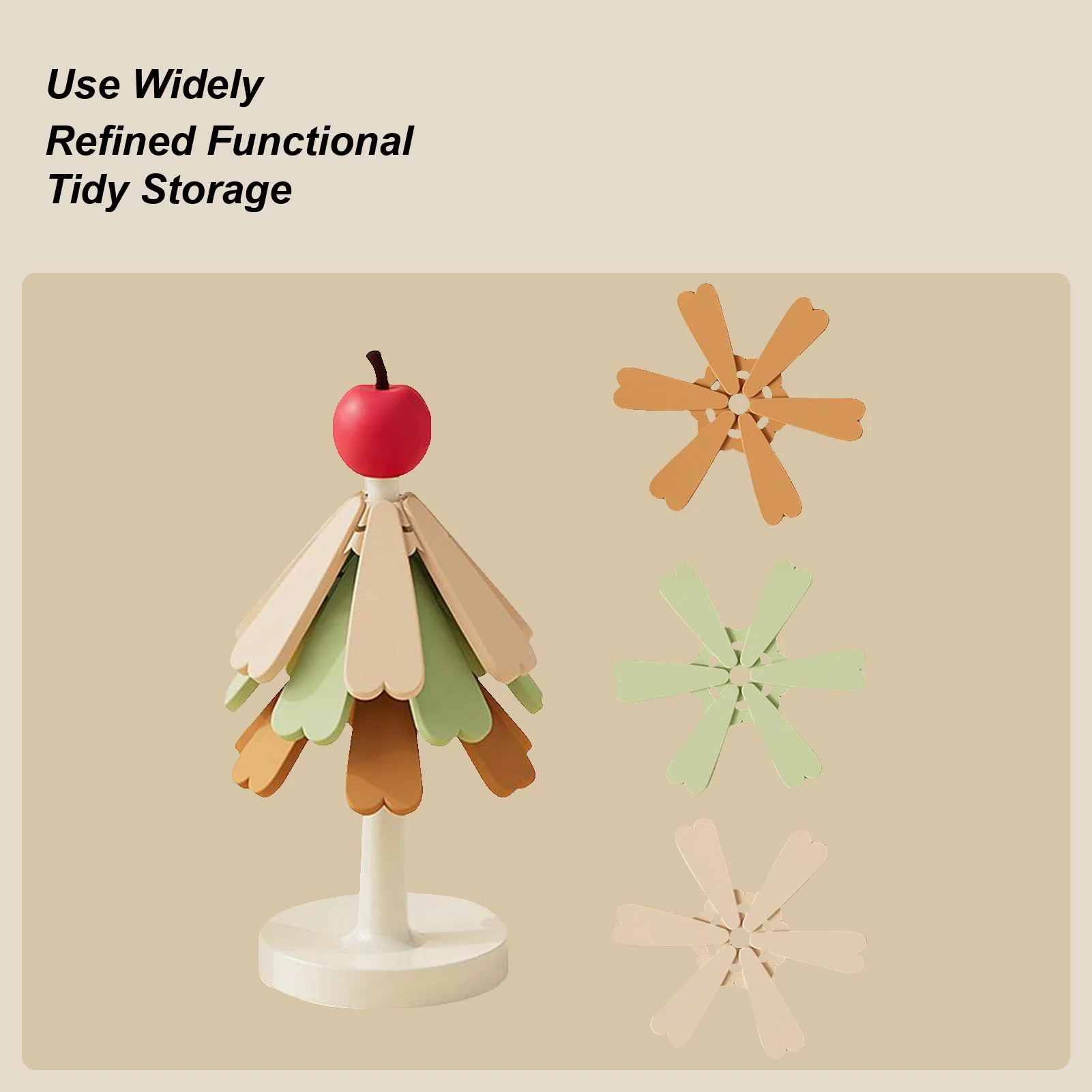 

Tree Shaped Coasters Christmas Tree Trivets Set Aesthetic Foldable Silicone Holder Placemat Heat Protection For Dining Table