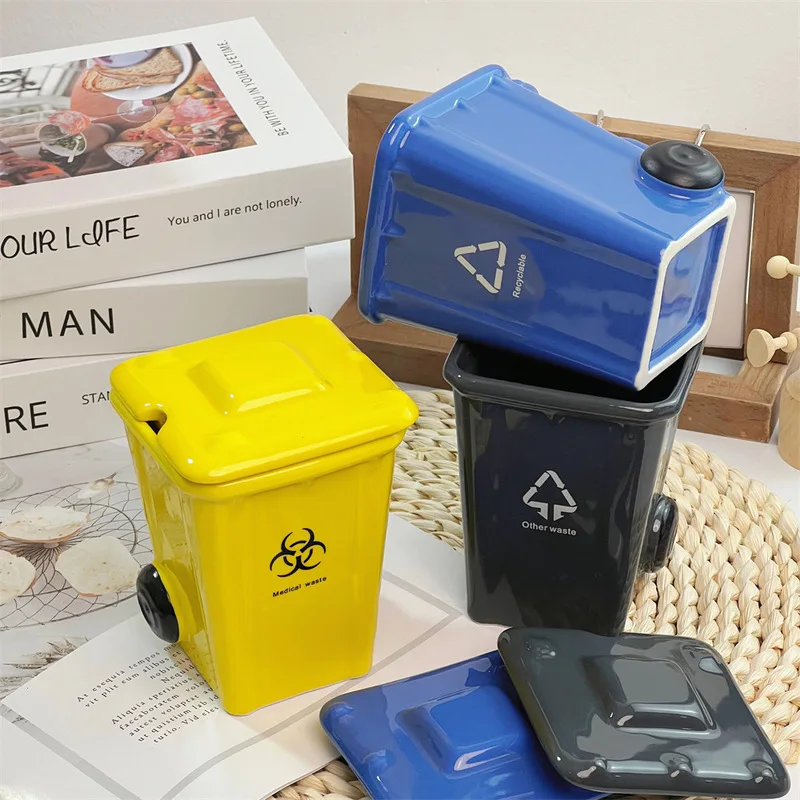 

Creative Trash Can Ceramic Cup Ins High-Value Mug Funny Birthday Gift Parody Water Cup Birthday Gift Household Goods