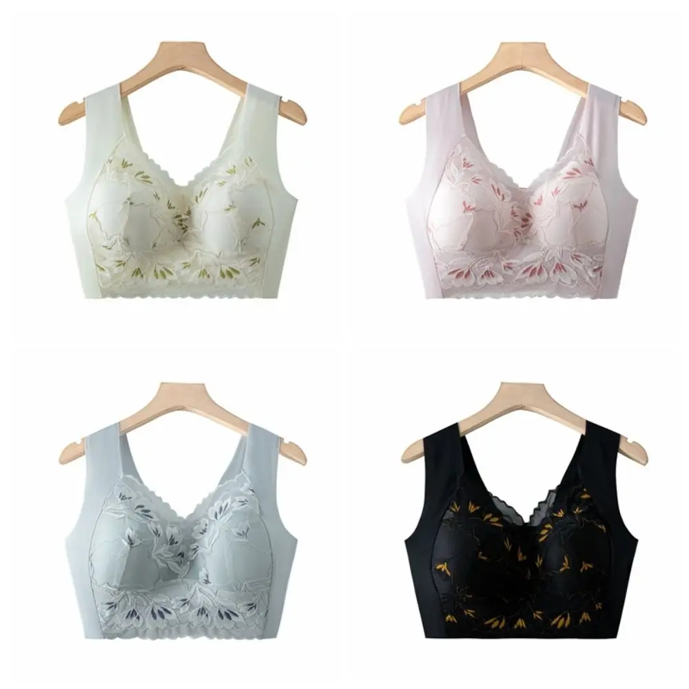 Breathable Plus Size Lace Wireless Bra Push Up Shockproof Deep V Underwear Lingerie Anti-sagging Brassiere for Women Gifts view 6