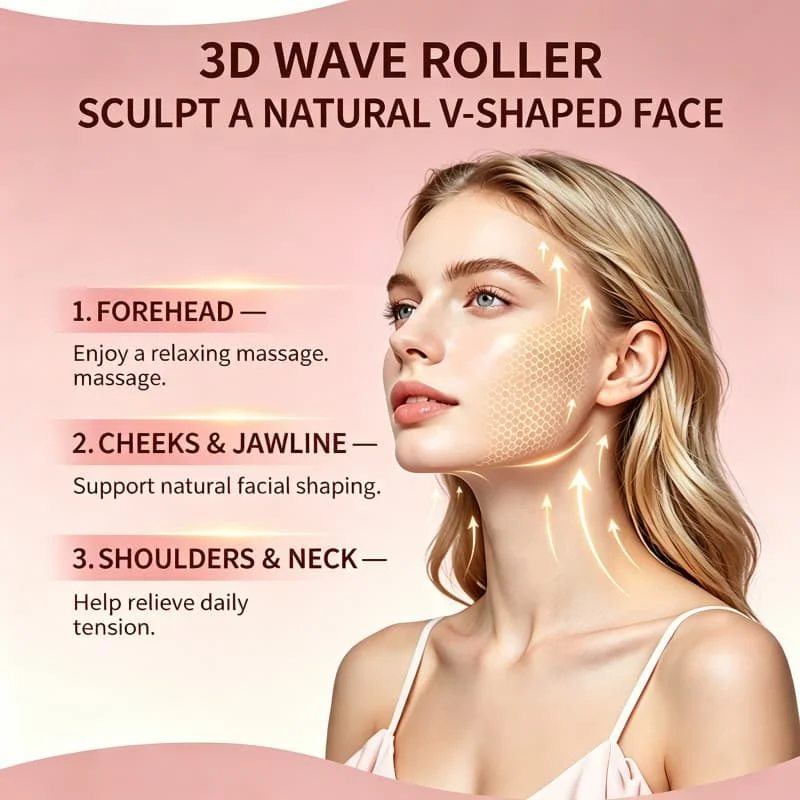 Face Massager Roller Stick Handheld Massage Wireless 3D Wave Rotation Rotating Skin Tightening Sculpting Device Tool Face & Body