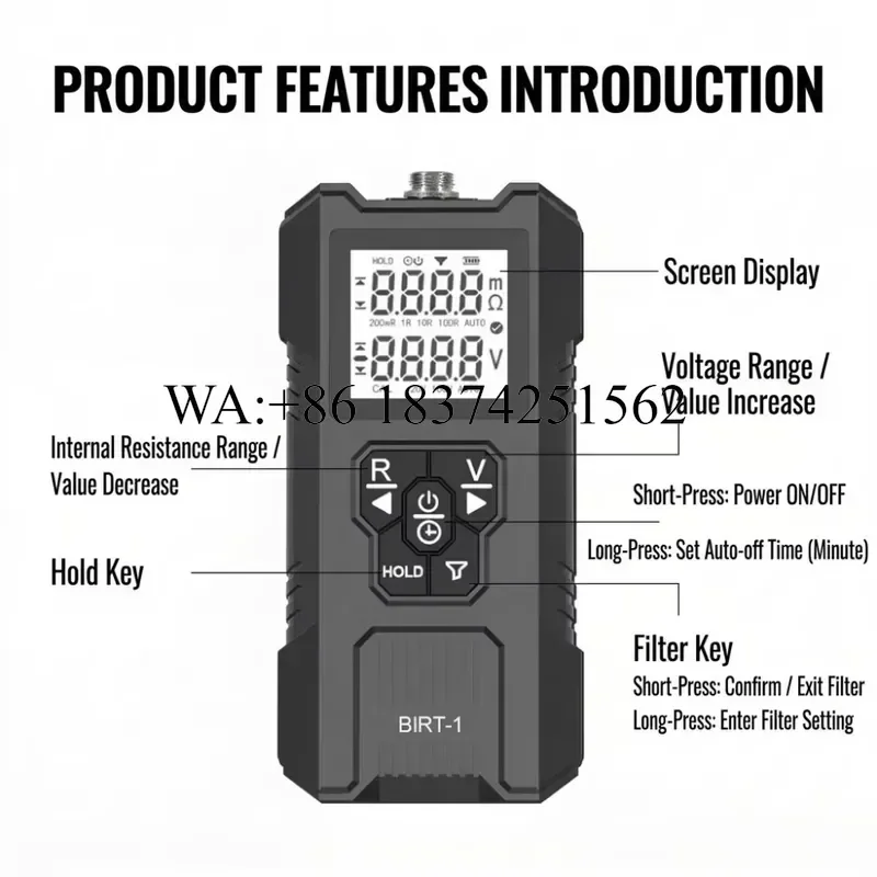 Wmwmnu High Precision Battery Internal Resistance Tester 0-100V Voltage Meter for 18650 Lithium Iron Lead-acid Ni-MH Ni-Cd