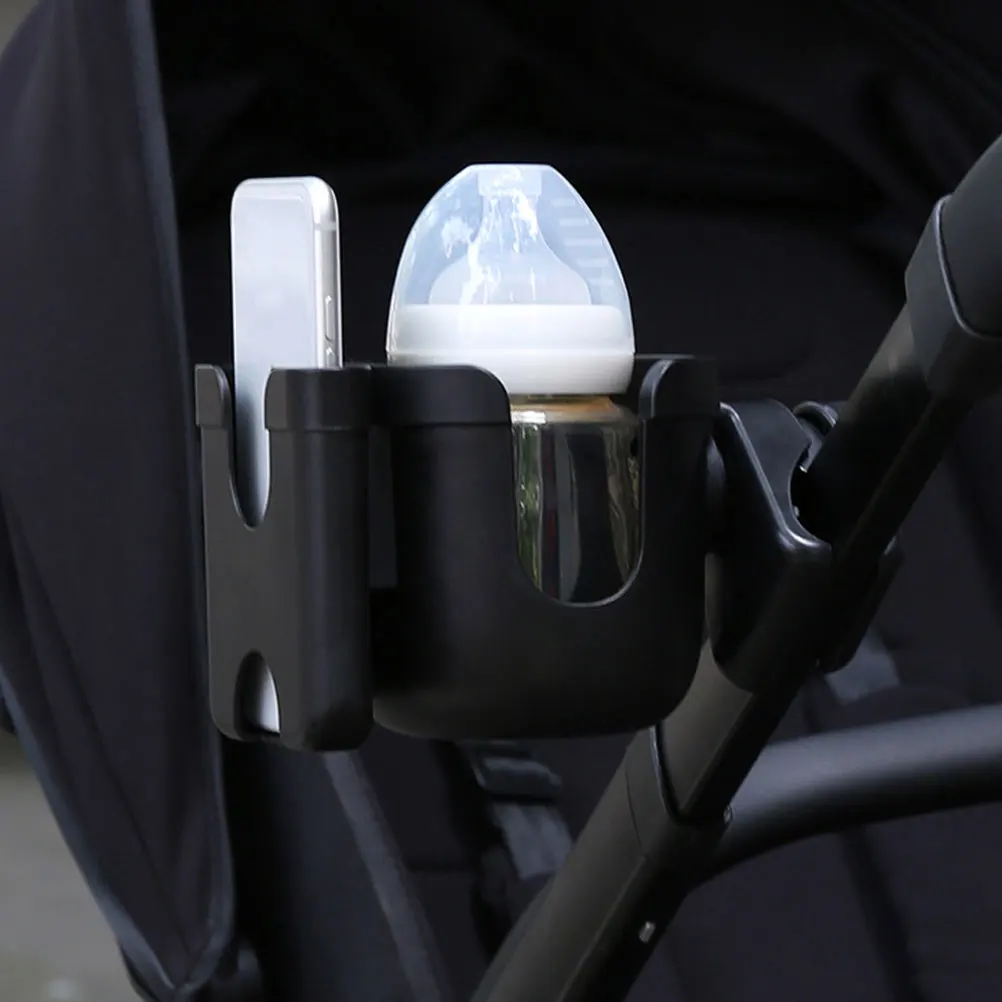 

Stroller Cup Holder Durable ABS Lightweight Portable Fits Most Bottles Black Sturdy Baby Trolley Cycling Bottle Stand