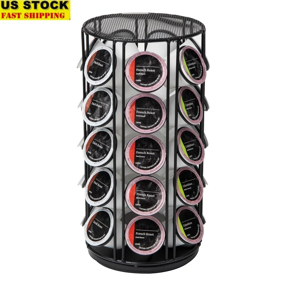 

35 Capacity Rotating Coffee Pod Holder Carousel Space Saving Design Kitchen Office Easy Access Storage Solution