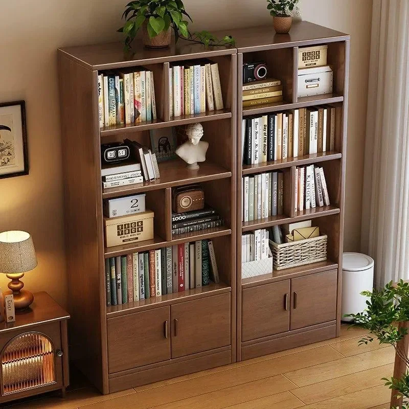 Solid wood bookshelf Floor shelf Home bookcase Integrated multi-layer living room wall cabinet Student storage cabinet