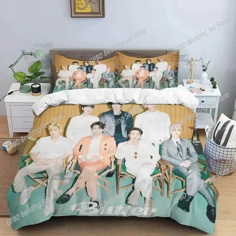 Korean Fashion Male Singer Group Comforter Bedding Set,Duvet Cover Bed Set Quilt Cover Pillowcase,King Queen Size Bedding Set