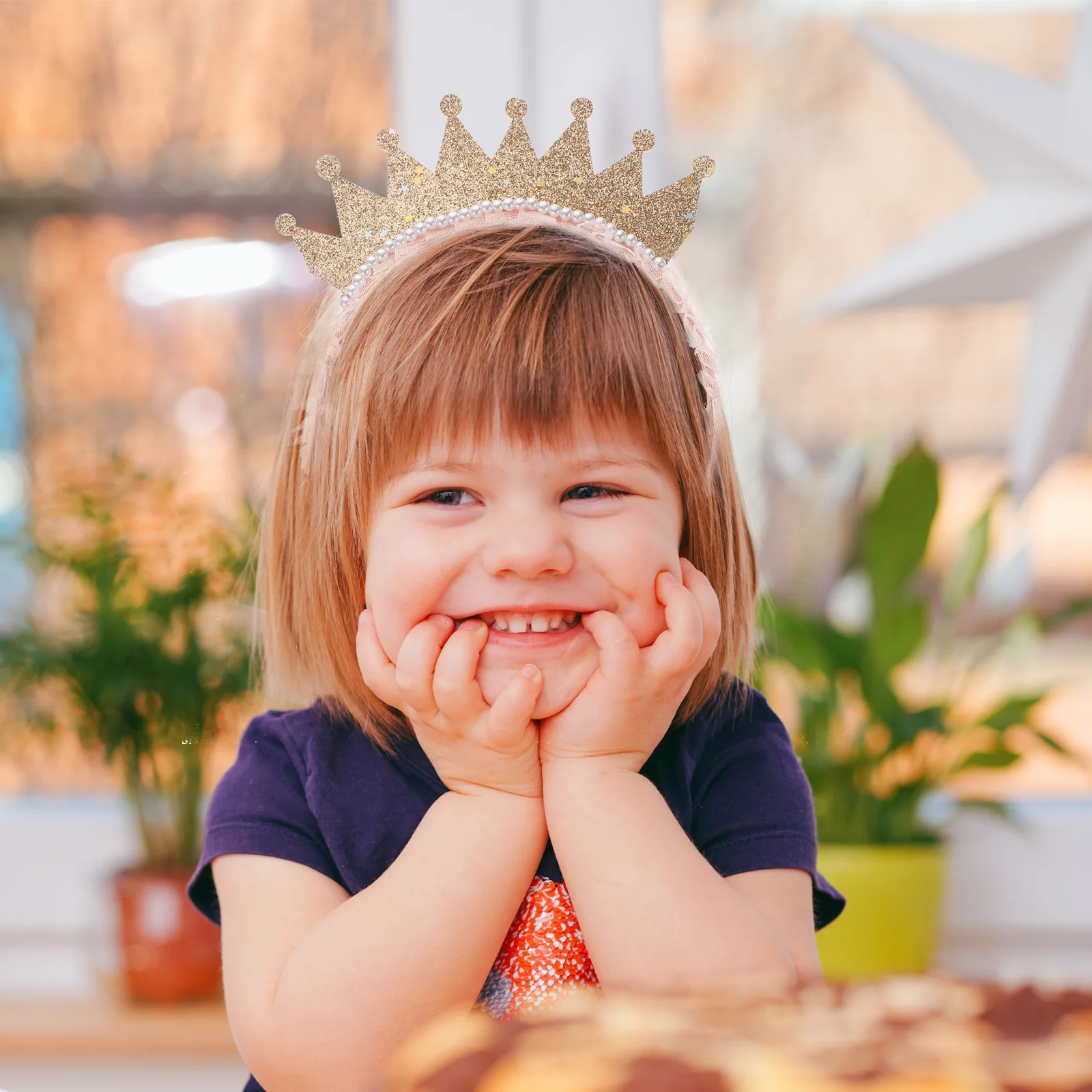 

2Pcs Birthday Crown Headb Girls Lightweight Pearl Kids Tiaras Toddler Crowns Ballet Accessories Photoshoot Props Baby