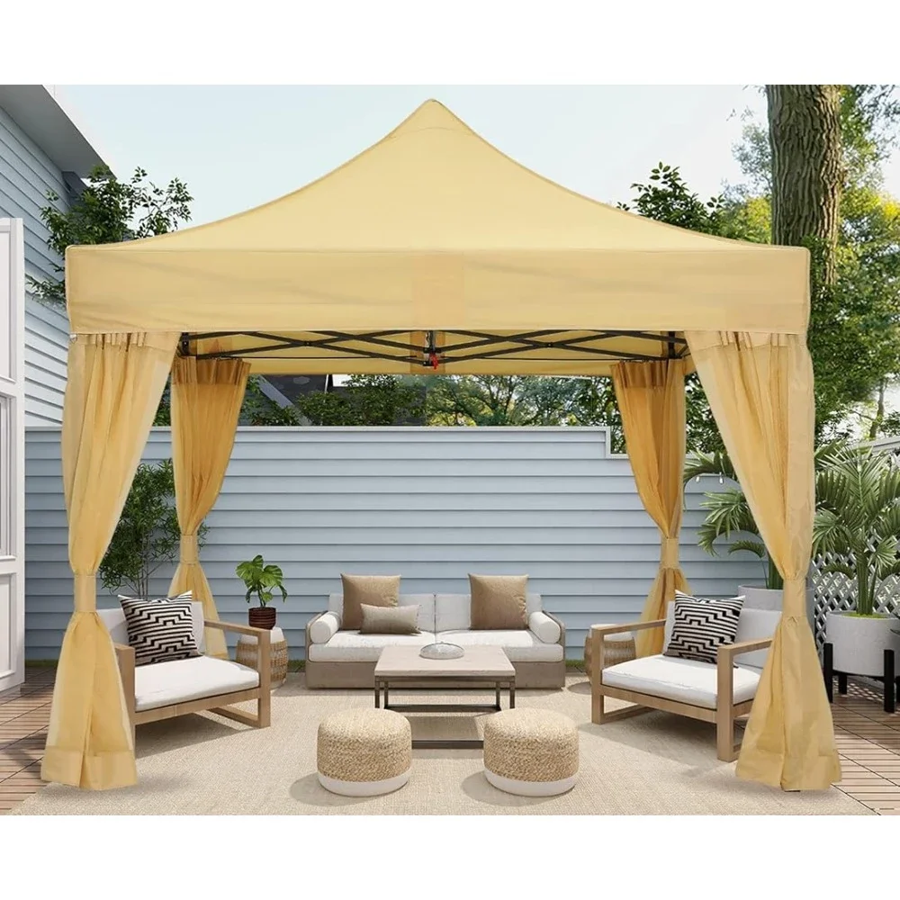 

Full Folding Awnings 10x10 Easy Pop Up Gazebo Canopy Tent Instant Outdoor Screen House With Netting Walls Tents for Events Shade