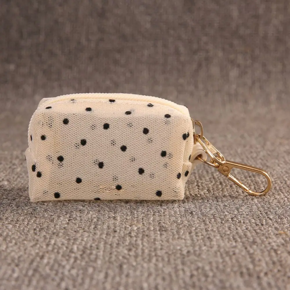 Lace Mesh Poop Bag Dispenser Mini Size Keychain Clip Waste Bag Pouch Carabiner Clip Zipper Closure Dog Poop Bag Pouch