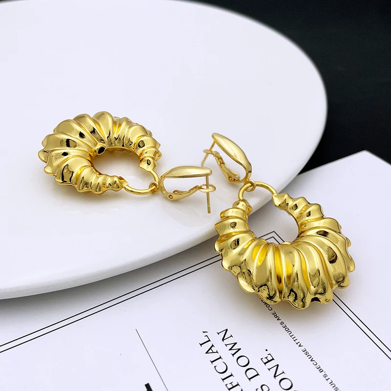 Fashion Jewelry Women Necklace Big Earrings Large Pendant Nigeria Bride Jewelry Wedding Party Gifts