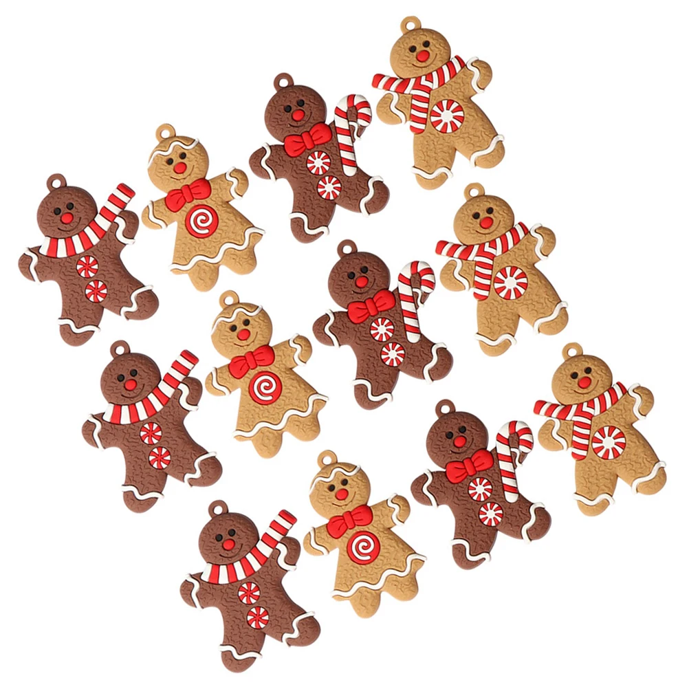 

12Pcs Christmas Gingerbread Man Ornaments Hanging Tree Decorations Xmas Pendants Holiday Home Decors Christmas Supplies