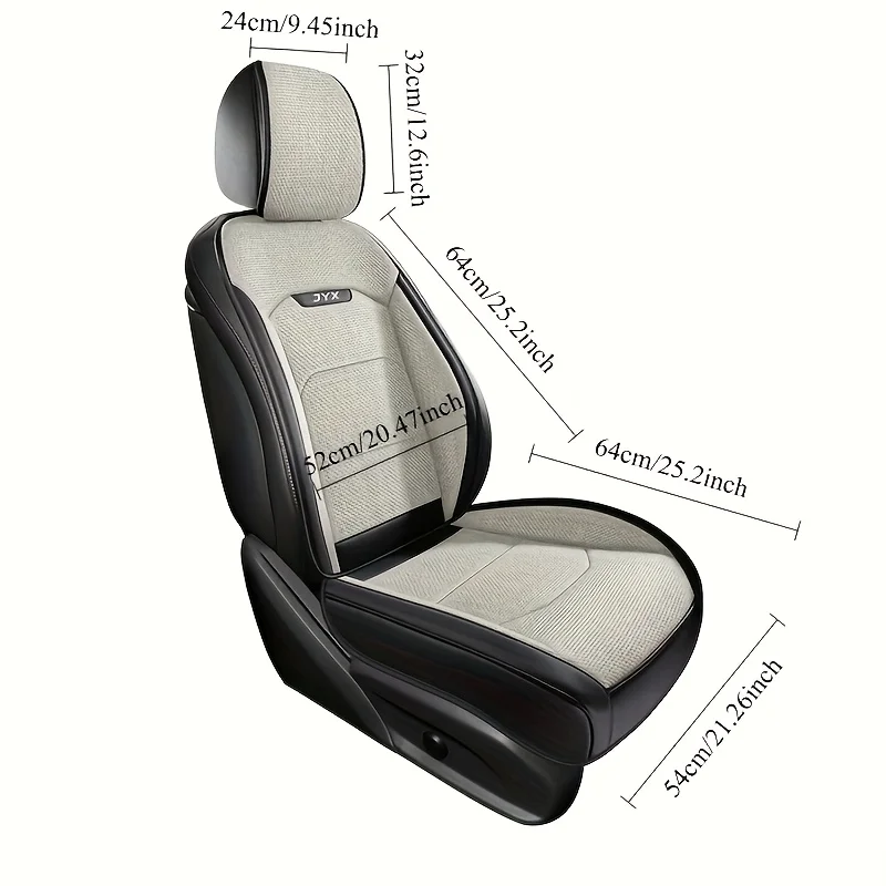 Front Row 2-Piece Luxury Linen Car Seat Covers, Comfortable and Breathable for All Seasons, Easy to Clean, Suitable for Sedans, SUVs, and Trucks