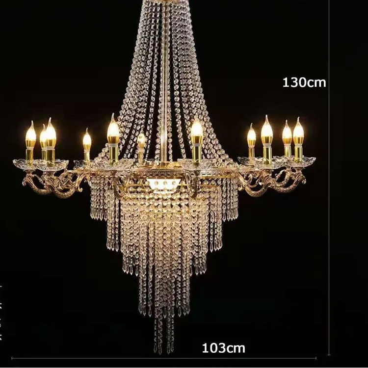 New crystal chandelier wrought iron bead curtain chandelier hotel wedding hall decoration pendant wedding props crystal lamp