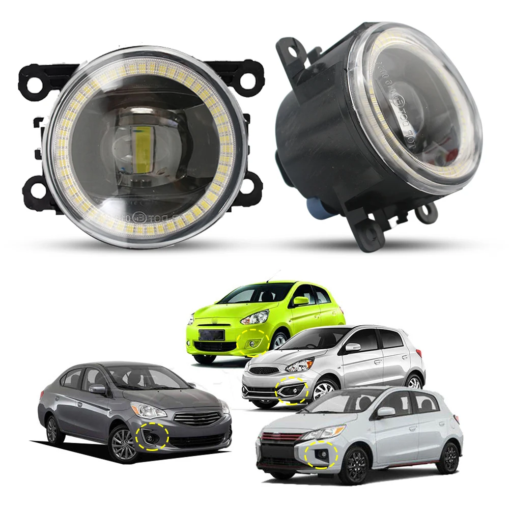 

Pair LED Fog Lights Lens Angel Eyes DRL for Mitsubishi Space Star Mirage G4 Attrage 2012-2023 Car PTF Daytime Running Lamp