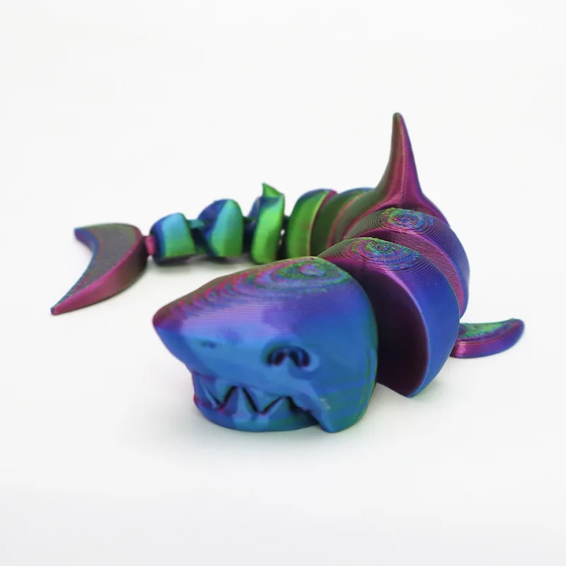 تمثال سمك القرش المفصلي المطبوع ثلاثي الأبعاد، وديكور المحيط، والمفاصل متحركة بالكامل وقابلة للتشكيل، وديكورات سطح المكتب وغرفة النوم