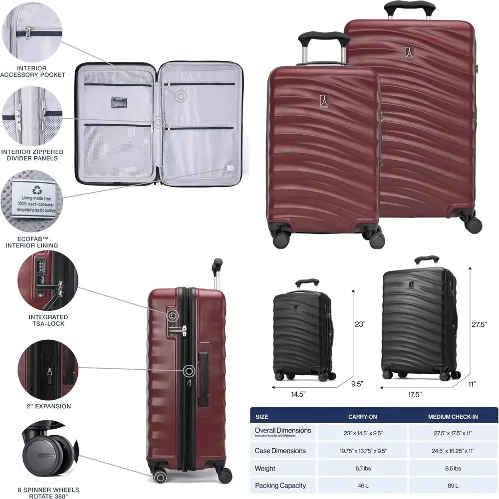 

Two-Piece Expandable Hardshell Luggage Set with 8 Spinner Wheels, Lightweight, TSA Lock, 21/25 Inches