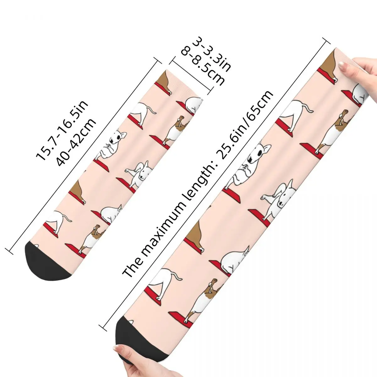 Funny Crazy Sock for Men YOGA Harajuku Bull Terrier Pet Dog Breathable Pattern Printed Crew Sock Novelty Gift