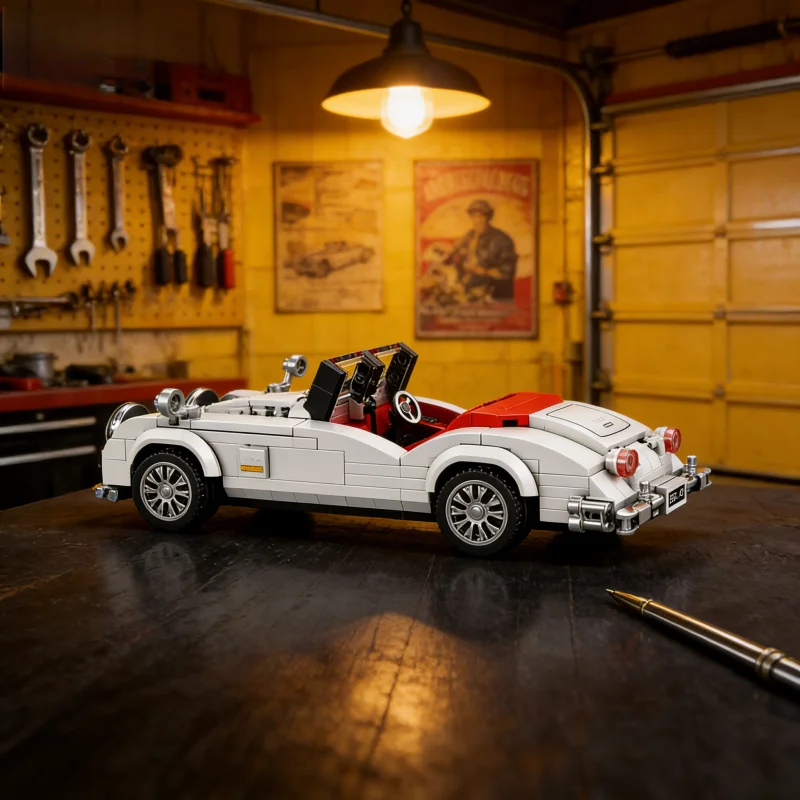 Vintage Cabrio-Bausatz, Klassisches Retro-Fahrzeugmodell, Sammlerstück für Schreibtischdekoration – Detail 2
