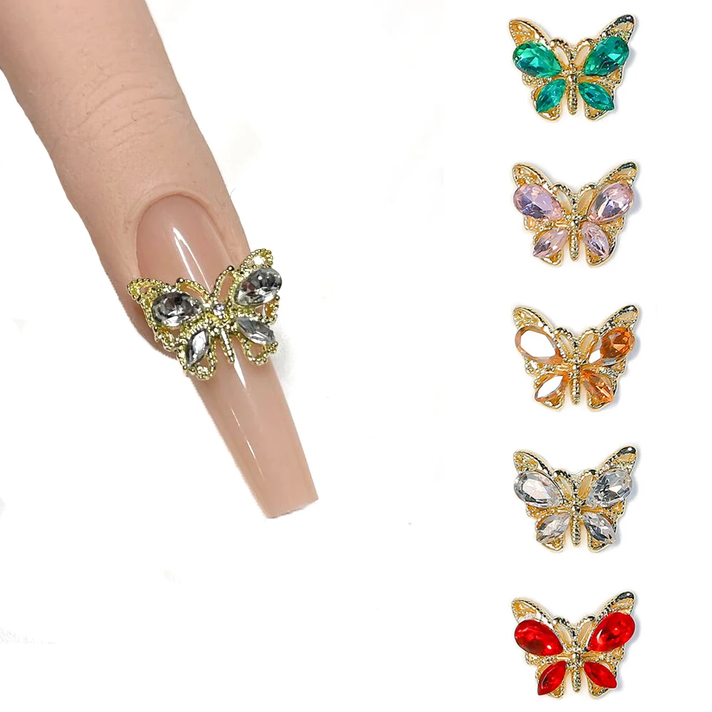 5pcs/10 Pcs 3D Butterfly Nail Charms Crystals Rhinestone Crystals Diamonds Rhinestone Bow For Nail Art Decoration Jewelry ，1014