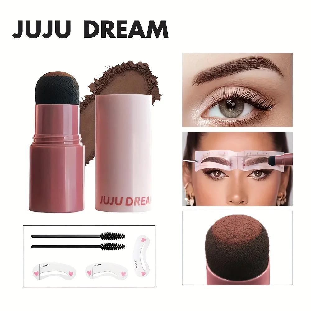 مجموعة حواجب وشعر كاملة 2 في 1 - ختم حواجب مع 10 قوالب وفرشاة، مقاومة للماء وتدوم طويلاً، للجنسين