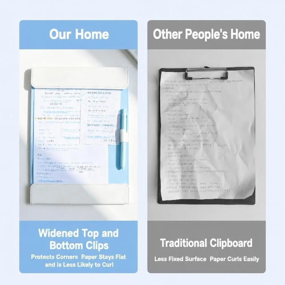 Durable PU Leather A4 Clipboard Magnetic Multi-Function A4 File Folder Double-Clips Writing Board Pad Meeting