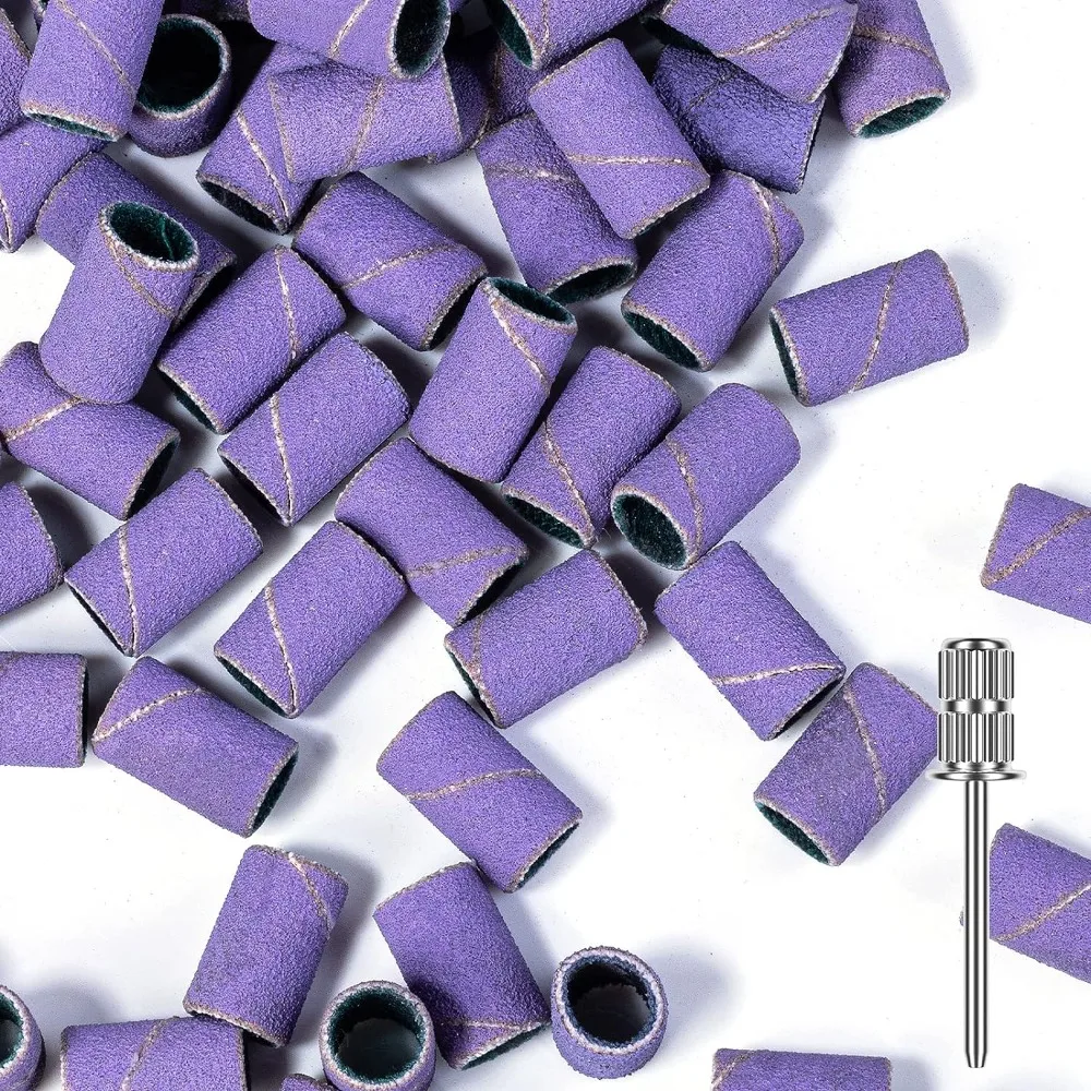 Bandes Abrasives Violettes pour Perceuse Électrique, Accessoires de Manucure, 100 Pièces