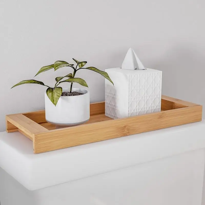 Bamboo Toilet Paper Storage Toilet Tissue Holder Organizer Bathroom Stand Trays Toilet Tank Storage Tray for Home Hotel