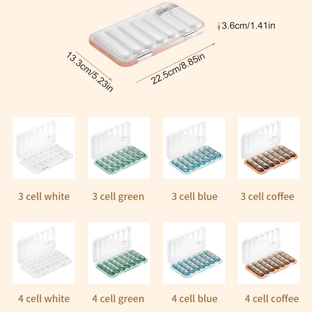 1PC Weekly Pill Box Organizer,3/4 Times-a-Day,21/28 Daily Pill Cases with Compartments for Vitamins,Travel Pill Organizer