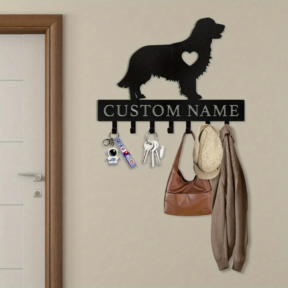 Custom Wall Mounted Dog Themed Key Holder Personalized with Name Ideal Gift for Entries Hallways Practical Organizer for Keys